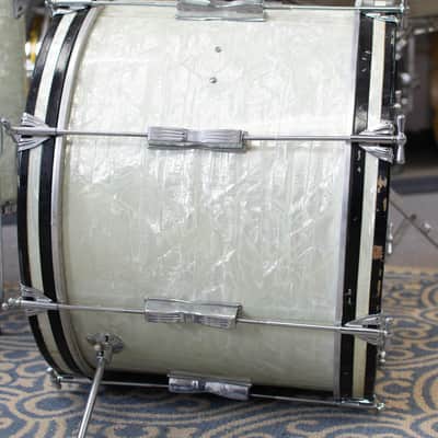 1960s Ludwig "Super Beat" White Marine Pearl Drum Kit image 16