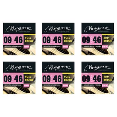 Magma Acoustic Guitar Strings Ultra Light Gauge 85/15 Bronze Set, .009 - .046 (GA100B85) - 12 Set image 4
