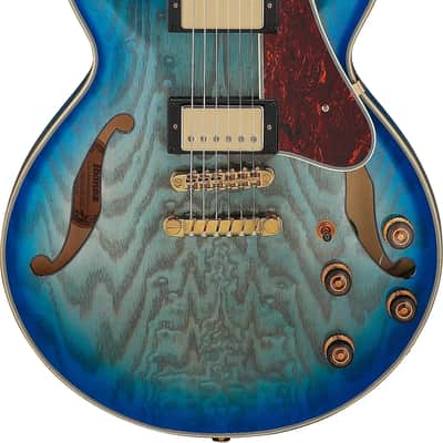 Ibanez AM93QA Artcore Expressionist Semi-Hollow Electric Guitar, Ebony Fingerboard, Jet Blue Burst image 1