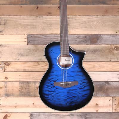 Ibanez AEWC16QA Acousitc/Electric Guitar Transparent Blue Sunburst image 4