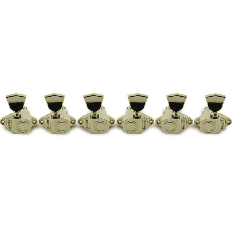 Kluson 3 Per Side Vintage Diecast Sealfast Tuning Machines Nickel With Metal Keystone Buttons image 1