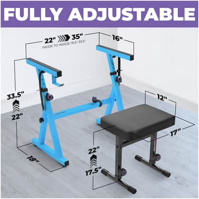 Liquid Stands Piano Keyboard Stand & Bench Set for 54-88 Key Electric Pianos (Light Blue) image 2