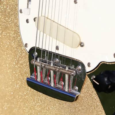 1964 Fender Duo Sonic Vintage Guitar - Original Gold Sparkle! With Original Leather Gig Bag image 4