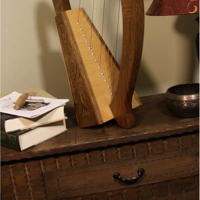 Roosebeck Baby 12 String Harp Walnut Celtic Knotwork Mini Harp image 6