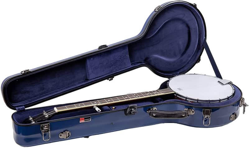 Crossrock Deluxe Fiberglass Flight Hard Case for 11 inches 5 Strings Open Back Banjo, Navy Blue image 1