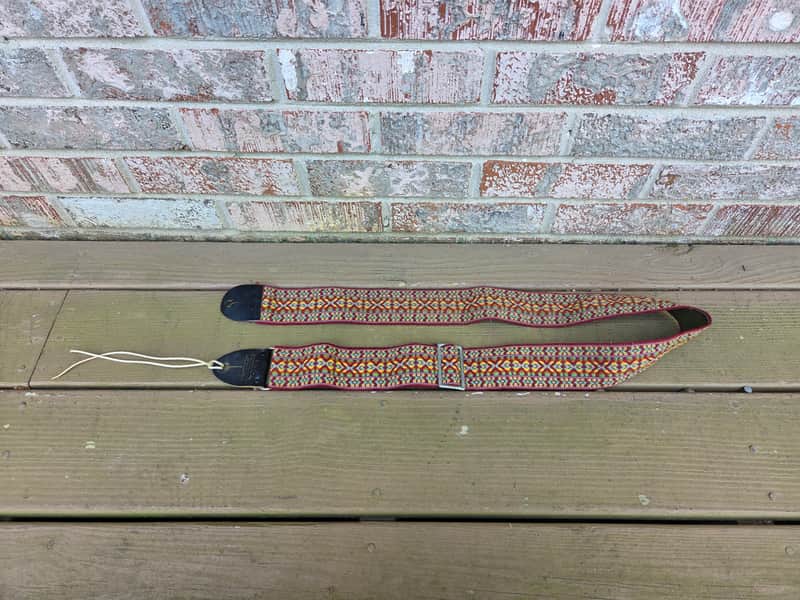 Vintage 1960's Bobby Lee Guitar Strap! Red, Green, Yellow! Metal Buckle! Original Case Candy! image 1