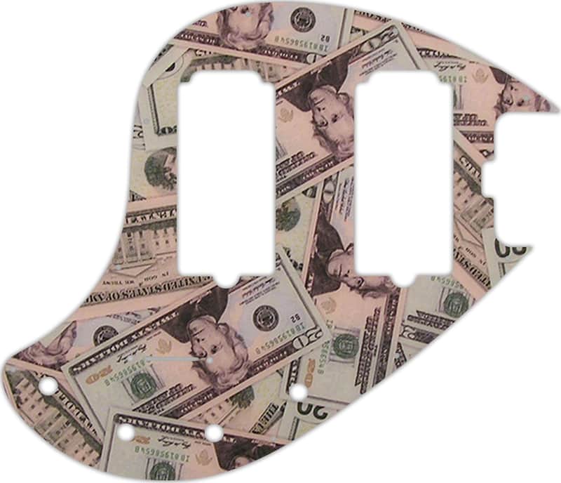 WD Custom Pickguard For Music Man 5 String StingRay 5-HH Through Neck Bass #G16 Money Graphic image 1