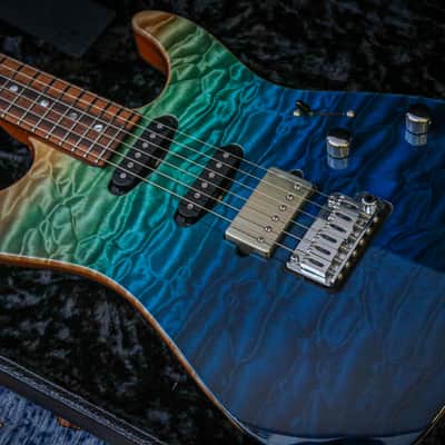 SUHR USA Custom Modern Quilt "Aqua Blue Gradient + Rosewood" (2016) image 2