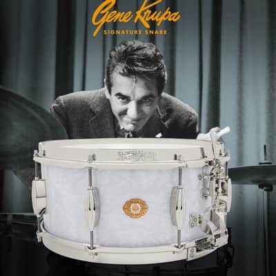 Slingerland Gene Krupa Radio King Limited 6.5x14" Snare Drum #44 of 200 SLFP6514SMK016-LTD White Marine Pearl image 2