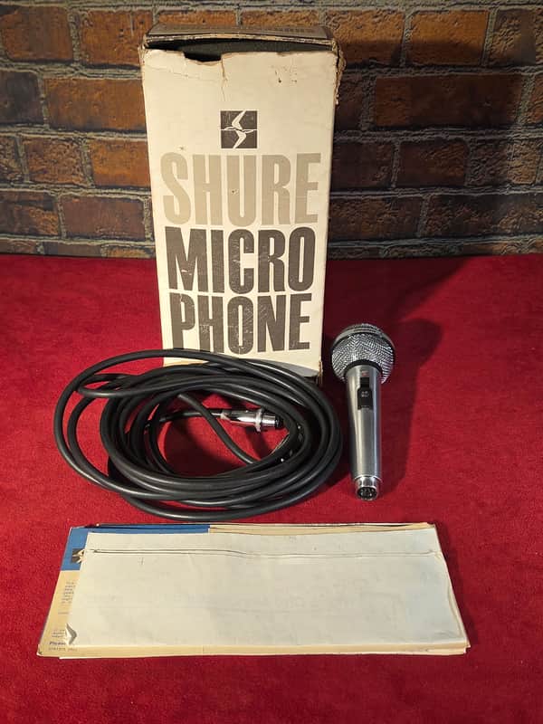 Vintage 1970s Shure 585SB Unisphere A Dynamic Cardioid Microphone Chrome w/ Original Box & Two-Prong Cable image 1