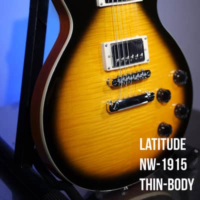 Latitude NW-1915 Les Paul Style Thinbody Guitar 2022 Tobacco Burst image 3