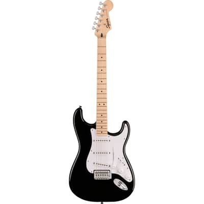Squier Sonic Stratocaster, Maple Fingerboard, White Pickguard, Black image 1