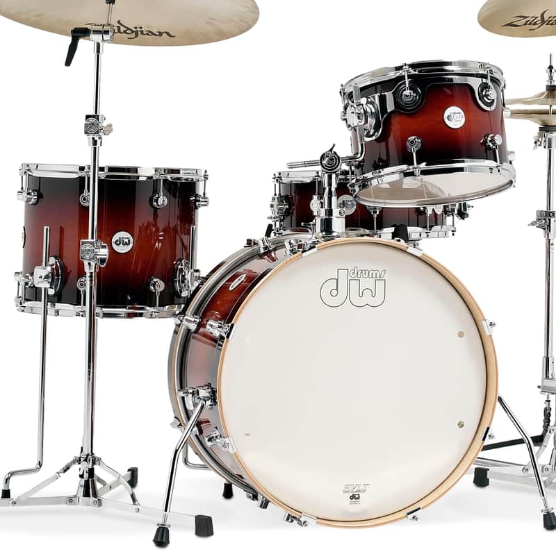 DW Design Series Frequent Flyer 12/14/20/5x14" 4pc Shell Pack, Tobacco Burst Gloss