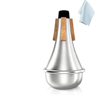 Trumpet Mute，Lightweight Aluminum Practice Trumpet Mute Silencer for Classic, Excellent for Practice or Performance，Silver image 1