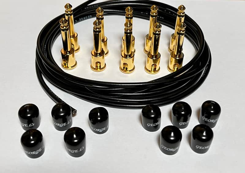 George L's Effects Kit Gold Plugs with Black Cable & Stress Relief Jackets .155 image 1