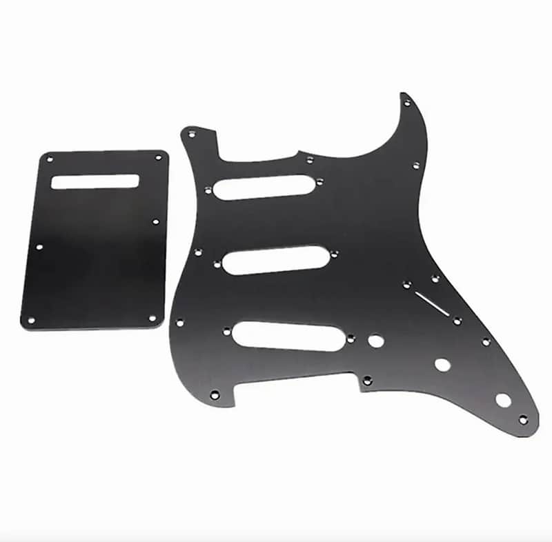 Black Stratocaster Strat Style Guitar Aluminum Back Plate with Pickguard image 1