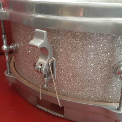 SONIC (Capelle) French Snare drum 1947-1957 - Jazz. . Siver very light green sparkle image 5