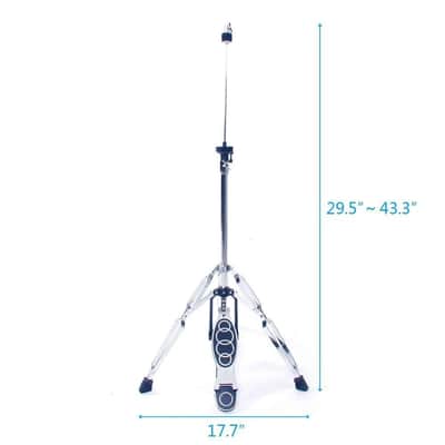Drum HI-HAT Cymbal Stand Double Braced Chrome High Hat Silver & Black image 2