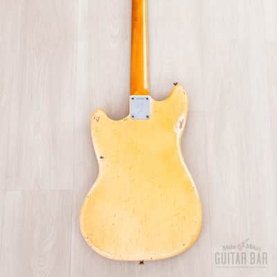 1966 Fender Musicmaster Offset Vintage Guitar Olympic White, Slab Brazilian Board w/ Case image 3