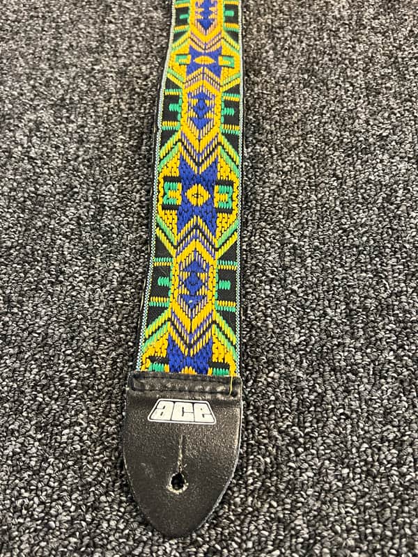 Ace Vintage 1970's Guitar Strap 1970’s - Green , Yellow , Blue made in the USA image 1