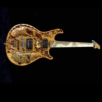 Blueberry Guitar Handmade Electric Guitar Tiger Motif 2022 - Hand Carved & Hand Made image 2