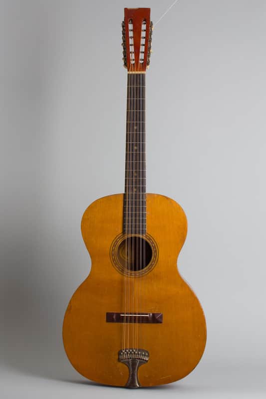 C. Bruno & Son Lyra Model 493 12 String Flat Top Acoustic Guitar, made by Oscar Schmidt,  c. 1925, black hard shell case. image 1