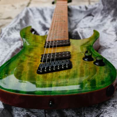 Boutique guitar Ergal 7 string fanned points and lines edition by GB Liuteria image 12