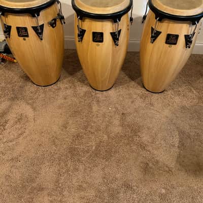Latin Percussion LP Aspire Series 10"/11”/12" Conga Set, Black Hardware, Natural Finish image 2
