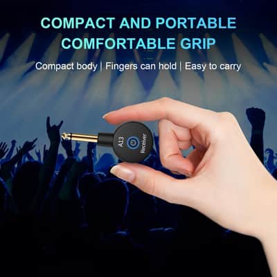 A13 Wireless Guitar System 2.4GHz Transmitter Receiver for Electric/Acoustic Bass Guitar, Rechargeable Li-Battery, Plug & Play Wireless Guitar Cable for Guitar, Bass, Violin - Black (1TX + 1RX) image 5