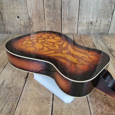 Dobro Model 66B Squareneck Resonator 1985 Sandblasted Birch With Case - Sunburst sandblasted French Scroll design image 16