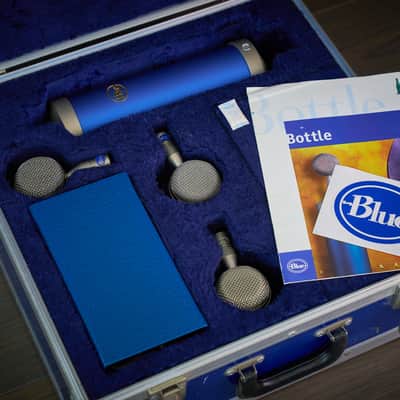 Rare Vintage Early Blue Bottle Tube Condenser Microphone Set image 2