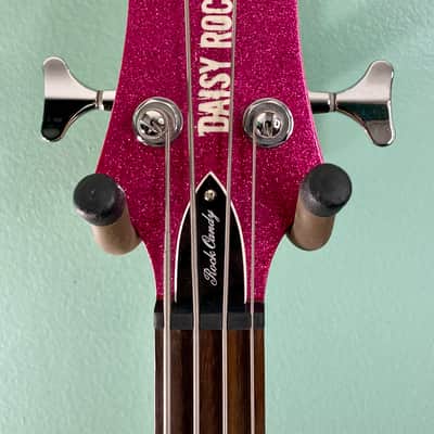 Daisy Rock Atomic Pink Sparkle Rock Candy Bass Guitar Schecter EMG image 2