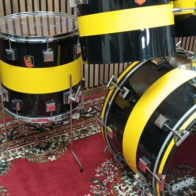 Vintage Eddie Ryan Large Custom Drum Kit – Blue/Yellow – 12,13,14,15,16,24″ image 9