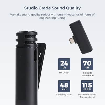 Wireless Lavalier Microphone for iPhone Android Tablet PC, Lapel Microphone Wireless with 2.4G Ultra-Low Delay, Noise Cancellation, Mute Button, 6H for Record, Vlog, Podcast image 3