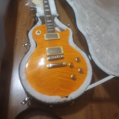 Burny RLG-60 VLD Les Paul Standard 2023 - lemon drop flame with pickguard and brass nut image 4
