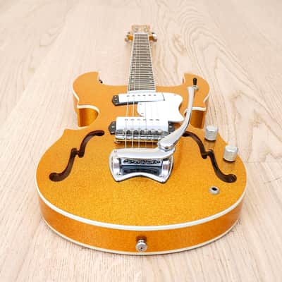 2005 Hallmark Stradette Semi-Hollowbody Electric Guitar Gold Sparkle Mosrite w/ohc image 11