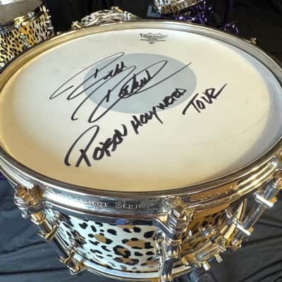 Rikkie Rockett's Poison, Innovation Drums 2000-2002 Tour Maple Kit, 7 Piece Set, Gladstone Style Snare Custom Cheetah Airbrush Finish. Signed! image 10