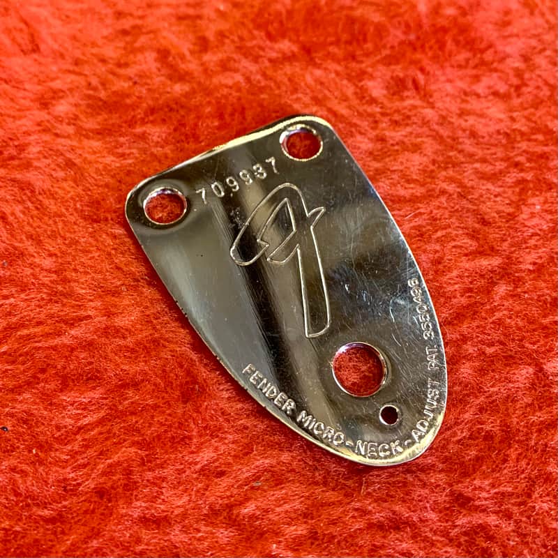 Fender Stratocaster neck plate 1975 1976 Chrome tele strat telecaster custom deluxe thinline starcaster image 1