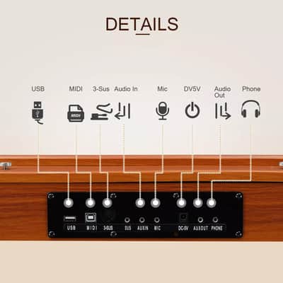 88 Key Full Size Semi-Weighted Digital Piano with Stand, Bluetooth MIDI, Triple Pedals, and Headphones – Ideal for Beginners, Walnut Finish image 4