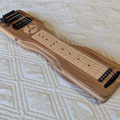Mini Travel Headless Lap Steel Guitar – Red Oak & Maple, P90 Pickup, Gig Bag image 3