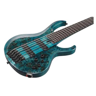 Ibanez BTB946 Standard 6-String Right-Handed Electric Bass Guitar with Rosewood Fretboard and Poplar Burl Top (Cosmic Blue Low Gloss) image 4