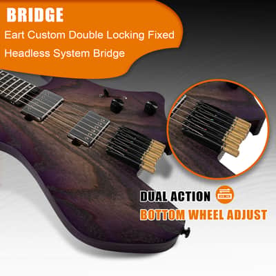 Eart GW2-Pro Headless Electric Guitar, Roasted Ash Body,24F Rounded Ends Jumbo Stainless Steel Bild 4