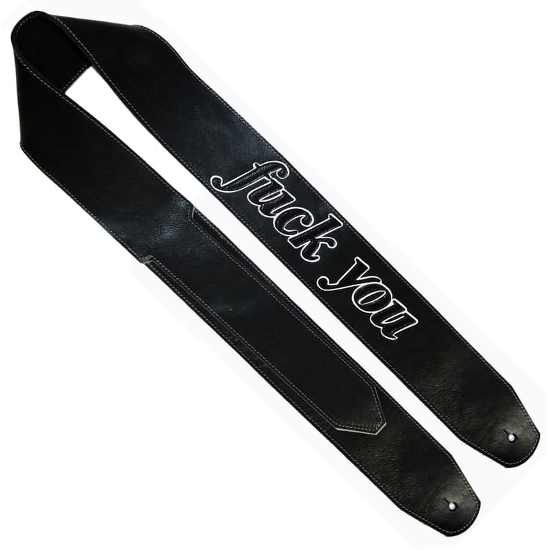 Guitar Strap - Fuck You -Leather Suede Custom Strap 57"- 66", x 3" Extra Long! image 1