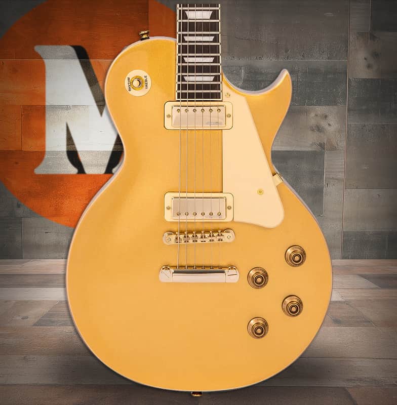 Vintage V100M Mini Double Coil ReIssued Electric Guitar ~ Gold Top (V100MGT) image 1
