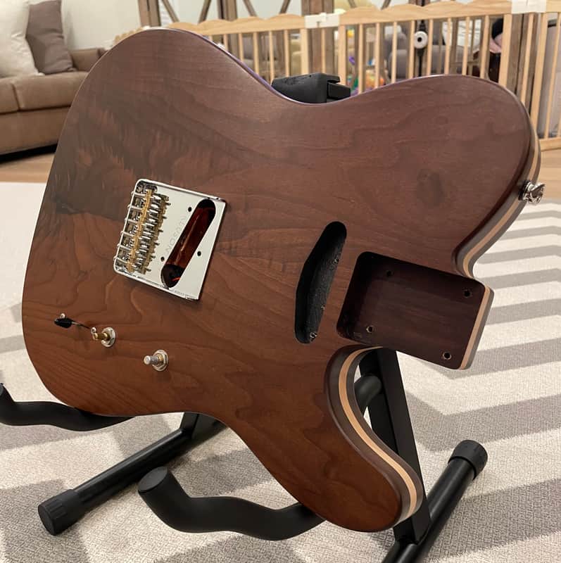 Custom Telecaster Body – Figured Mahogany & Maple Center – Fender/Warmoth Compatible image 1