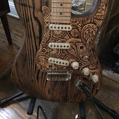 Raw paisley laser engraved wood pickguard for stratocaster plus vinyl guitar case sticker image 7
