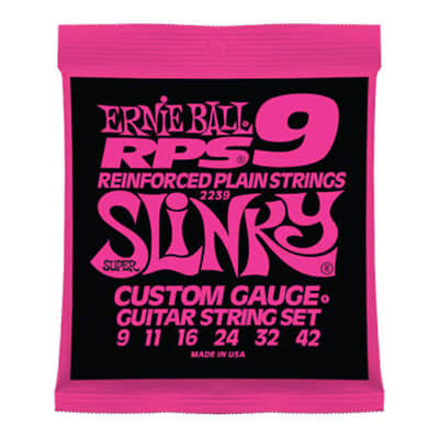 Ernie Ball 2239 RPS-9 Reinforced Plain Strings Super Slinky Electric Guitar Strings, .009 - .042