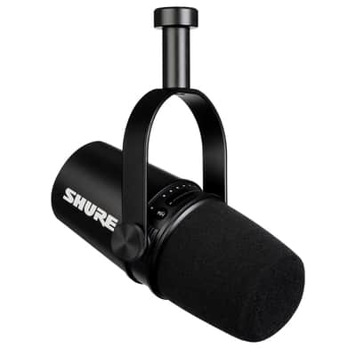 Shure Shure MV7 Dynamic Unidirectional Dual XLR/USB Podcasting Microphone, Black Bundle with H&A Telescoping Tabletop Microphone Stand, Microphone Cable, TAPH500 Pro Closed-Back Studio Headphones image 7