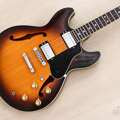 1987 Yamaha Super Axe SA-1800 Vintage Carved Top Semi-Hollow Guitar Brown Sunburst w/ Spinex Humbuckers, Case image 1