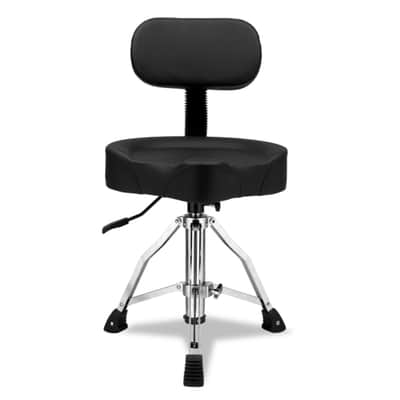 Hydraulic Drum Throne Stool w/ Backrest – Adjustable Height, 360° Swivel, Thick Saddle Seat, Heavy Duty Drummer Seat image 2